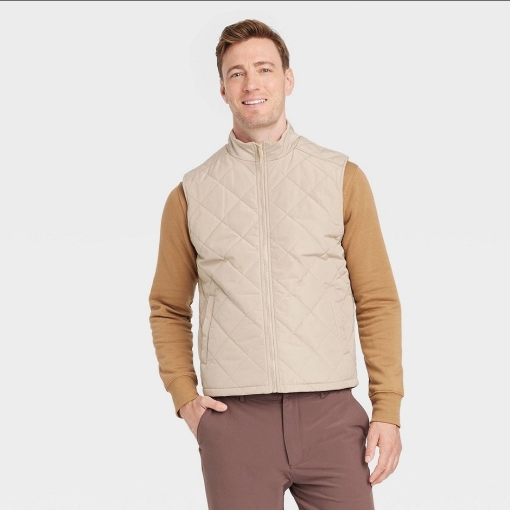 Goodfellow & Co Tan Quilted Vest Tan Size XL NWT!